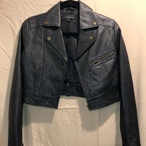 Black Leather Crop Jacket